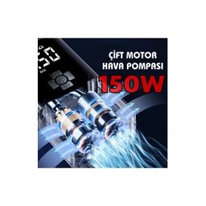 Akıllı 4000mAh Dijital Hava Kompresörü – 150PSI Şarjlı Taşınabilir Lastik Şişirme Pompası | Oto, Bisiklet, Top & Powerbank Özellikli