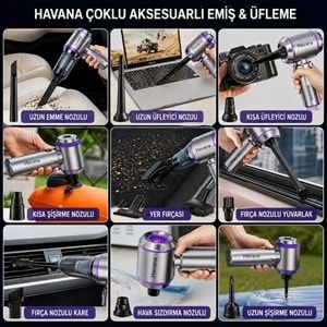 Kablosuz Güçlü Araç Süpürgesi Ve Hava Üfleyici | 20000pa Vakum Gücü | 3 Kademeli Hız | Oto Süpürgesi | Elektrikli Şarjlı Süpürge | Araç İçi Süpürge