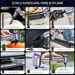 Kablosuz Güçlü Araç Süpürgesi Ve Hava Üfleyici | 20000pa Vakum Gücü | 3 Kademeli Hız | Oto Süpürgesi | Elektrikli Şarjlı Süpürge | Araç İçi Süpürge