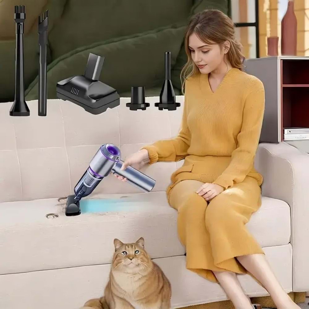 Kablosuz Güçlü Araç Süpürgesi Ve Hava Üfleyici | 20000pa Vakum Gücü | 3 Kademeli Hız | Oto Süpürgesi | Elektrikli Şarjlı Süpürge | Araç İçi Süpürge