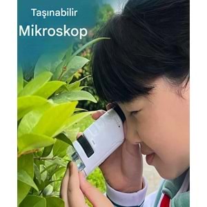 Mini Portatif Çocuk Mikroskop – 50X–300X Zoom, LED Işıklı, Eğitim ve Keşif Mikroskobu