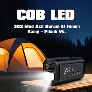 HT15 2 Fonksiyonlu 12V Akü Takviye Cihazı & Hava Kompresörü Powerbank Dijital Basınç Lastik Pompası