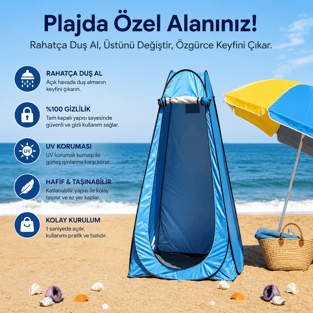 DS12 Pop Up Duş Çadırı Kamp Soyunma Kabini Tuvalet Çadırı Plaj Gizlilik Kabini Katlanır Taşınabilir
