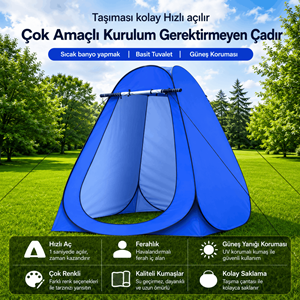 DS12 Pop Up Duş Çadırı Kamp Soyunma Kabini Tuvalet Çadırı Plaj Gizlilik Kabini Katlanır Taşınabilir