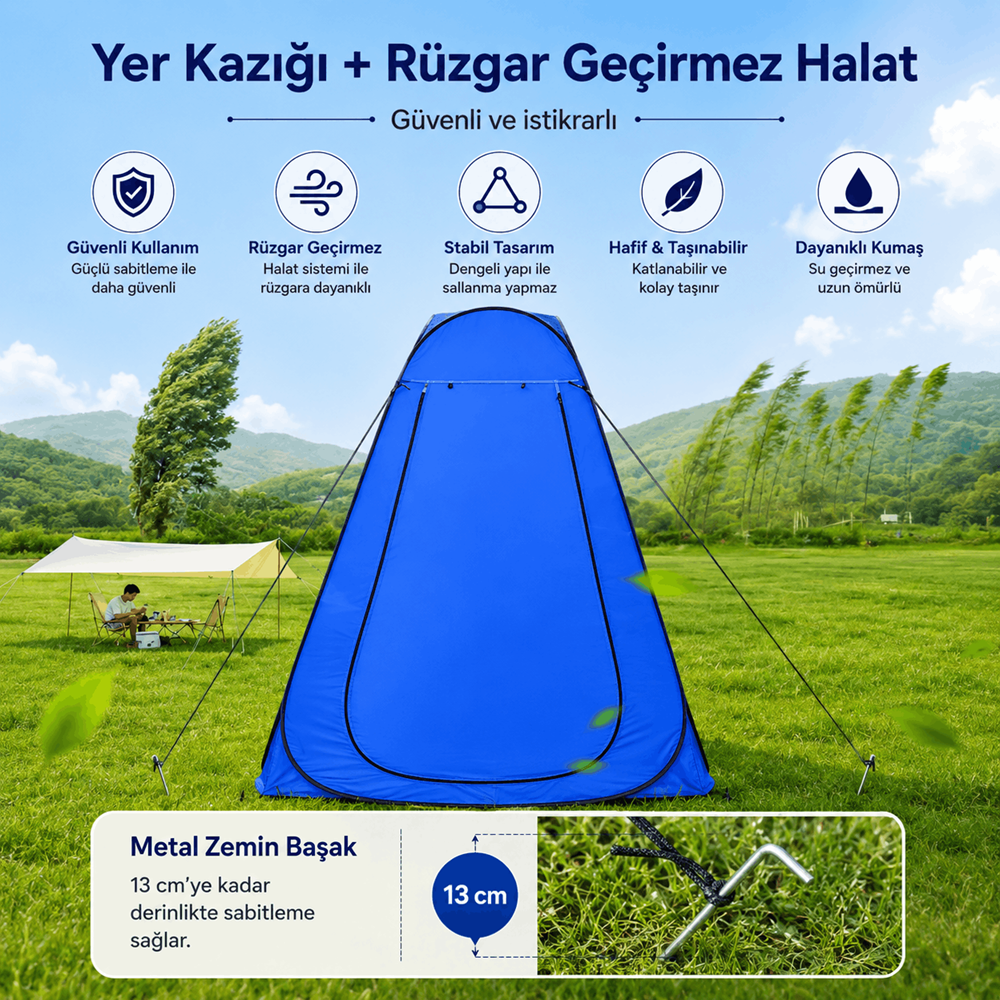 DS12 Pop Up Duş Çadırı Kamp Soyunma Kabini Tuvalet Çadırı Plaj Gizlilik Kabini Katlanır Taşınabilir