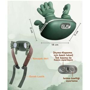 Parmakla Yoğuran Isıtmalı Şarjlı Masaj Aleti Boyun Omuz Sırt Bel Bacak Masaj Cihazı Taşınabilir Derin Doku Masajı