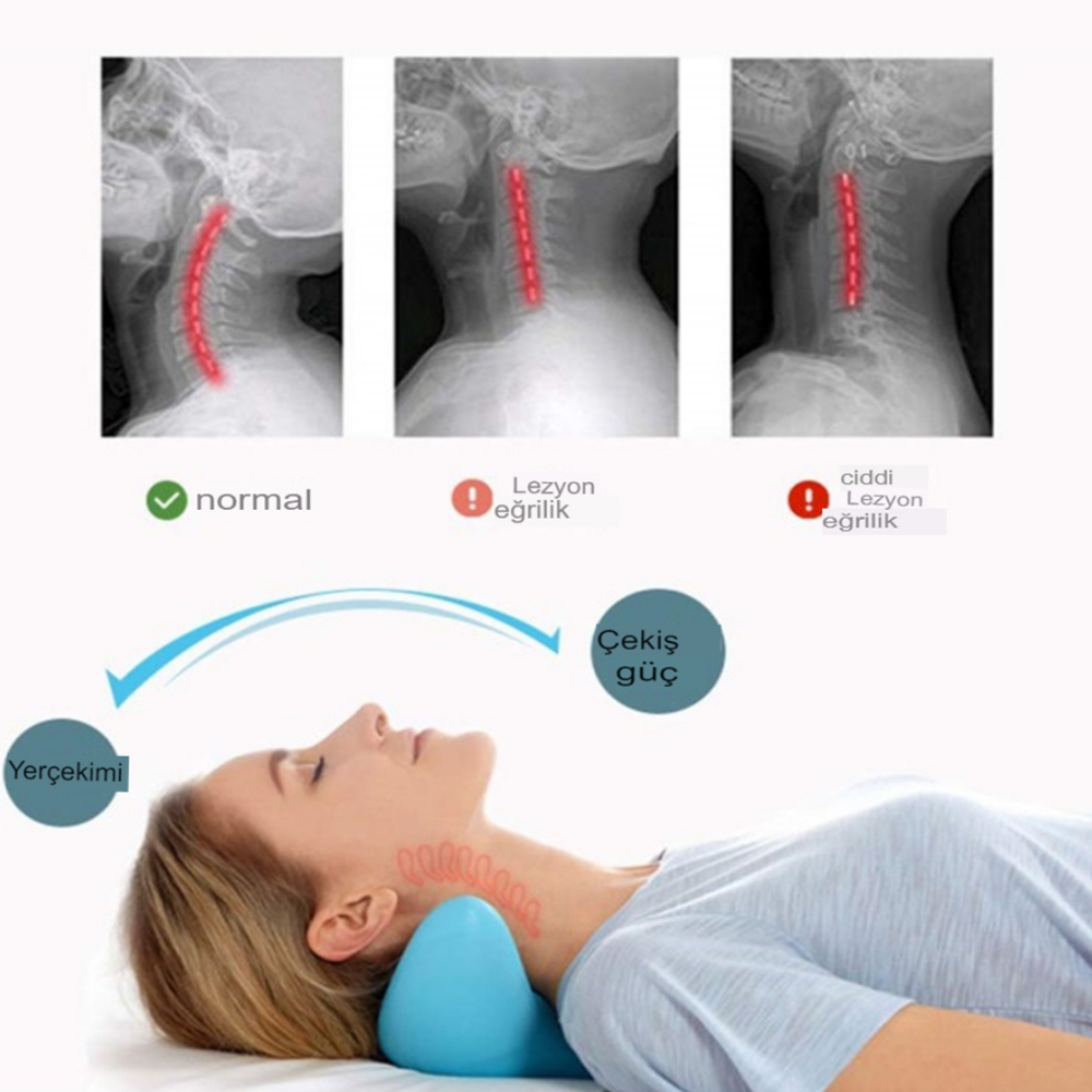 Düz Boyun Masaj Yastığı Düzleştirici Omuz Sedyesi Gevşetici Servikal Kayropraktik Traksiyon Cihaz Yastık