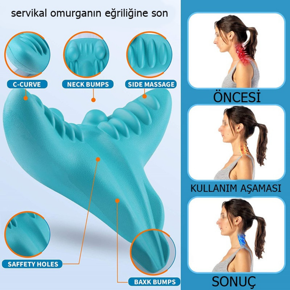 Düz Boyun Masaj Yastığı Düzleştirici Omuz Sedyesi Gevşetici Servikal Kayropraktik Traksiyon Cihaz Yastık