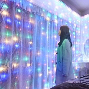Peri Telli Led Perde Led Işık Kumandalı 300 Ledli 3X3 Metre Usbli 8 Animasyonlu Günışığı