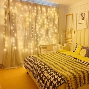 Peri Telli Led Perde Led Işık Kumandalı 300 Ledli 3X3 Metre Usbli 8 Animasyonlu Günışığı