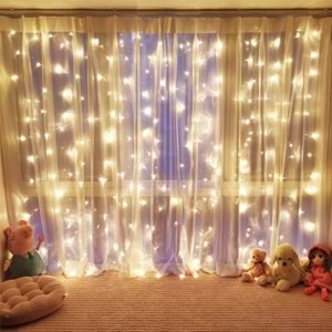 Peri Telli Led Perde Led Işık Kumandalı 300 Ledli 3X3 Metre Usbli 8 Animasyonlu Günışığı