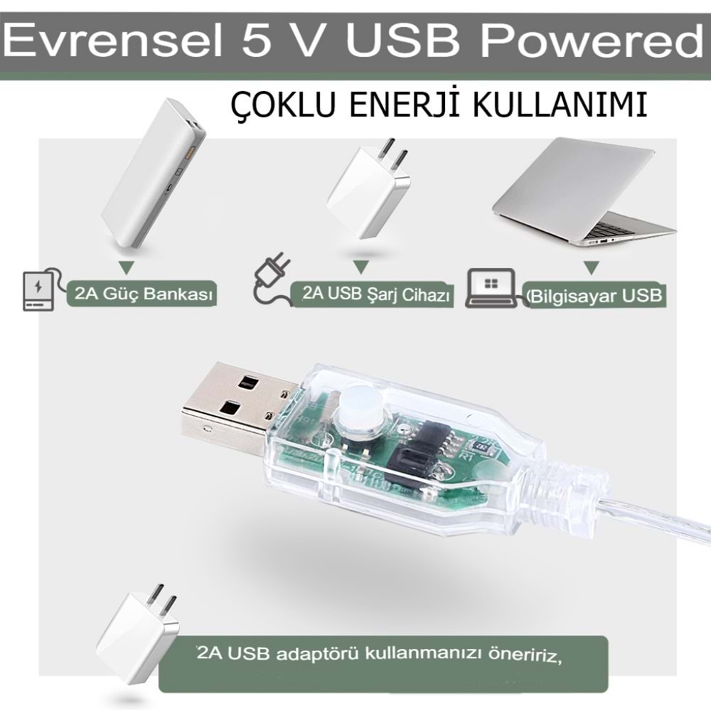 Peri Telli Led Perde Led Işık Kumandalı 300 Ledli 3X3 Metre Usbli 8 Animasyonlu Günışığı