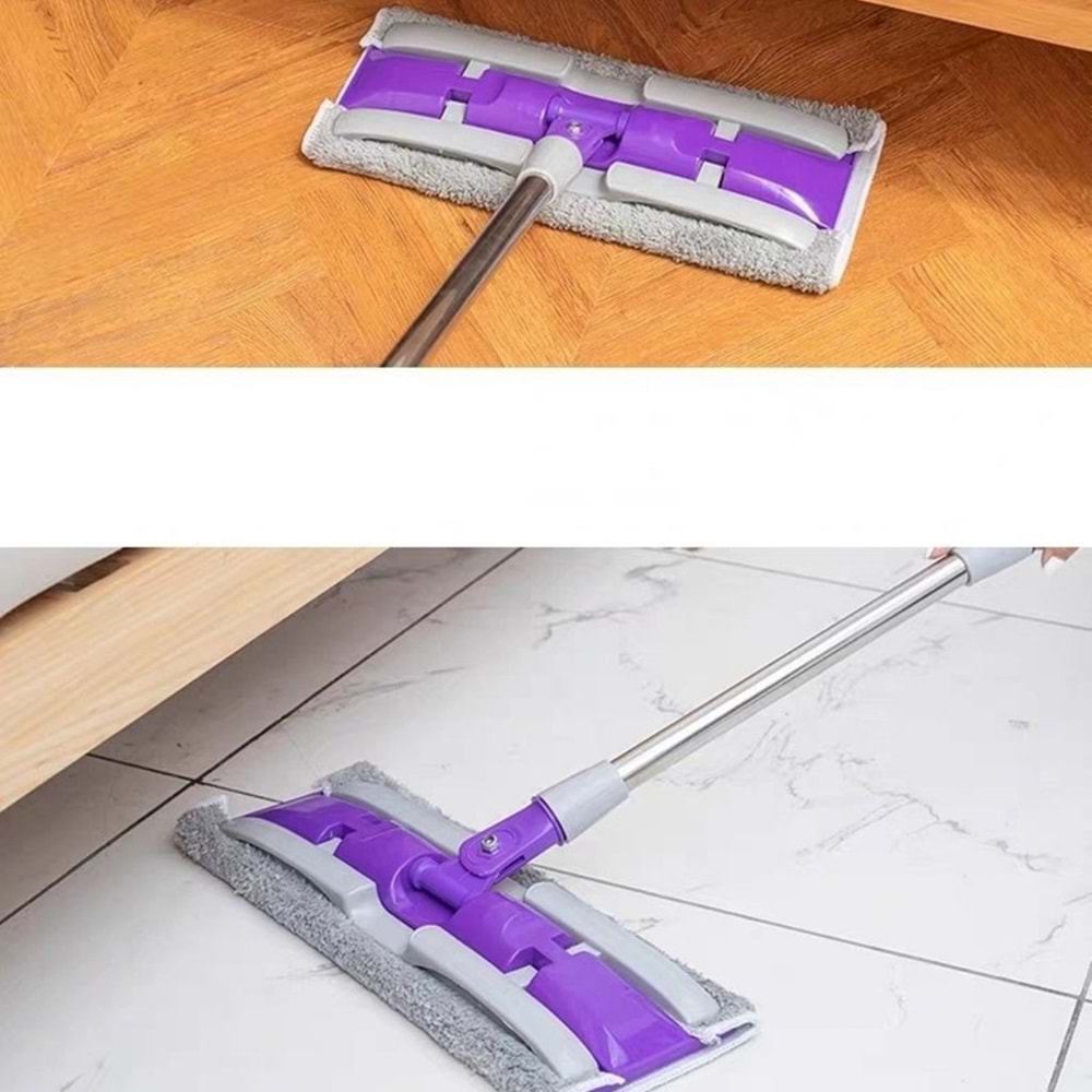 Mor Teleskobik Mandallı Mikrofiber Sihirli Mop Yüzey Temizleyici (duvar,fayans,yer,cam)
