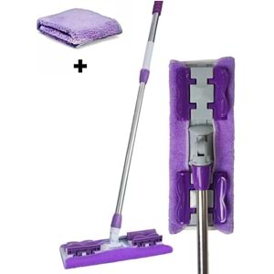 Mor Teleskobik Mandallı Mikrofiber Sihirli Mop Yüzey Temizleyici (duvar,fayans,yer,cam)