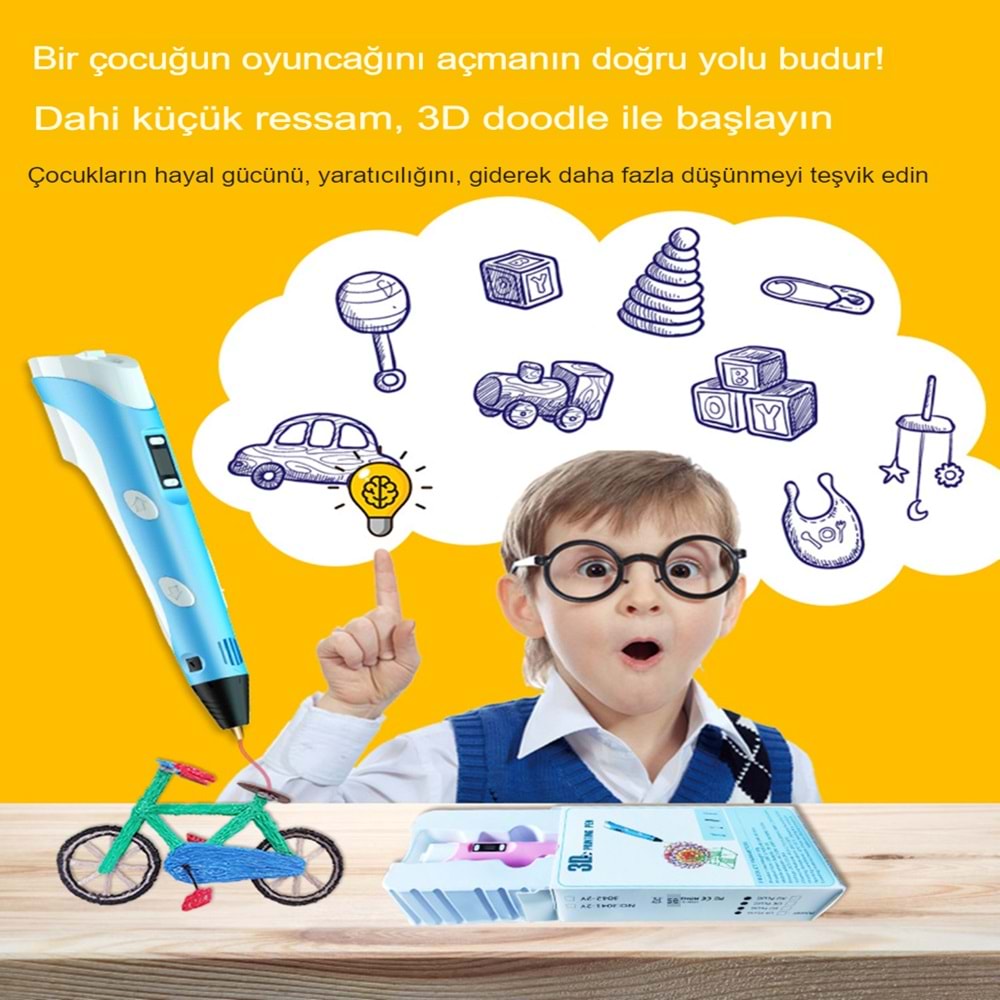 3d Pen - Üç Boyutlu Yazıcı Kalem Printer 3 Renk Filament