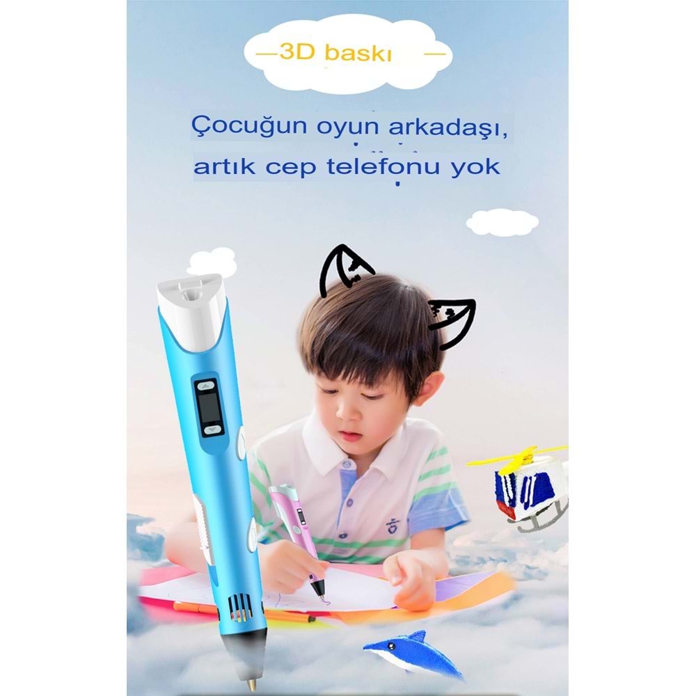 3d Pen - Üç Boyutlu Yazıcı Kalem Printer 3 Renk Filament