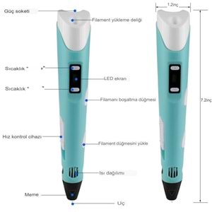 3d Pen - Üç Boyutlu Yazıcı Kalem Printer 3 Renk Filament
