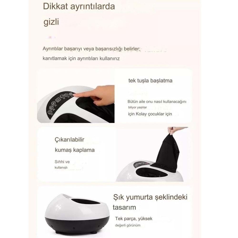 Ayak Masaj Aleti (foot Massager) Isı Zaman Air Ayarlı Masaj Aleti Ayak Topuk Taban Masaj Cihazı
